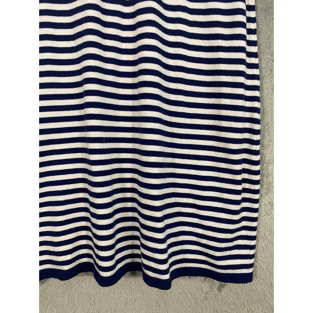 Sail to Sable Dress Sz L Navy White Striped Bell Sleeve Knit Nautical Coastal - Picture 4 of 10